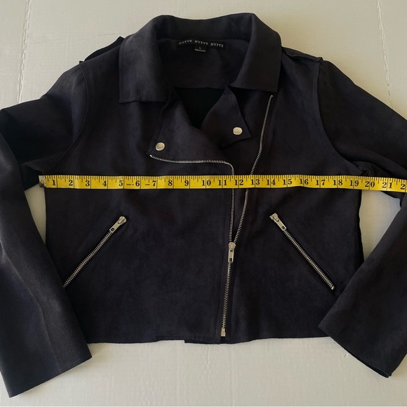 HYFVE Black Suede Moto Jacket with Silver Zippers Bikecore Wismsygoth - Picture 5 of 13
